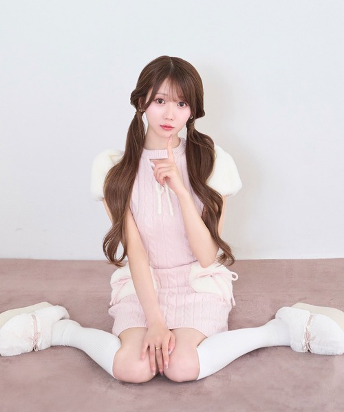 Rose Muse（ロゼミューズ） ワンピース 半袖 Fur point knit mini