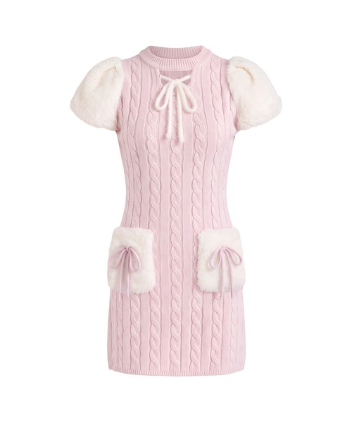 Rose Muse（ロゼミューズ） ワンピース 半袖 Fur point knit mini