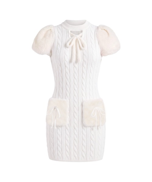 Rose Muse（ロゼミューズ） ワンピース 半袖 Fur point knit mini