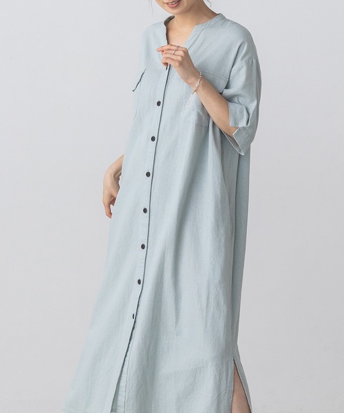 ワンピース シャツワンピース Web限定 別注 フレンチリネン スキッパー 半袖サファリシャツワンピース Zozotown Paypayモール店 通販 Paypayモール