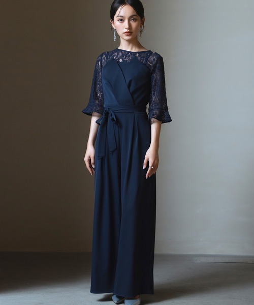 スーツドレス DRESS+ パンツドレス レースブラウス ジャンプスーツ