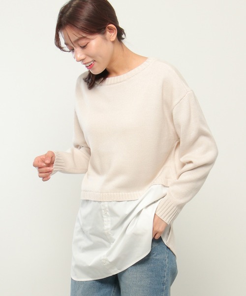 ikka（イッカ） ニット セーター 前後2WAY切り替えニットチュニック