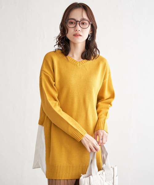 ikka（イッカ） ニット セーター 前後2WAY切り替えニットチュニック