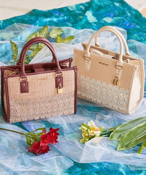 axes femme トートバッグ バッグ トリミングデザイン雑材トート