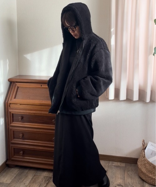 ブルゾン アウター 2way リバーシブル フードボアブルゾン レディース