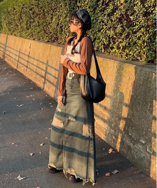 ROOP TOKYO デニムスカート Crash Damage Denim Skirt