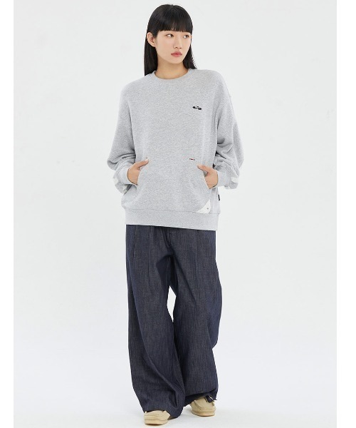 スウェット・トレーナー ROMANTIC CROWN REVERSE LINE POCKET CREWNECK ROMANTIC CROWN】23FW☆ REVERSE LINE POCKET CREWNECK