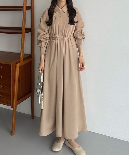 入荷nowオンラインストア callautia シャツワンピース ドロストシャツワンピース「ペチ ワンピース