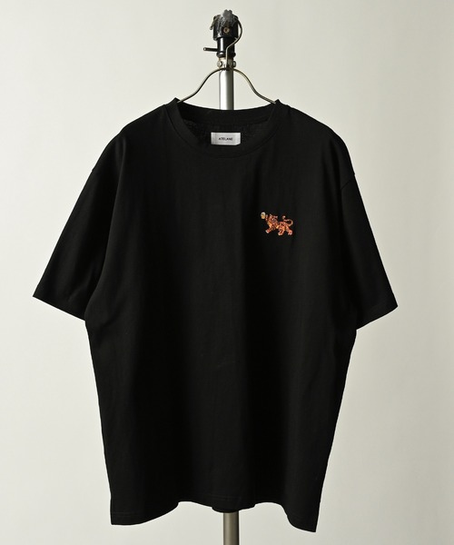 tシャツ ATELANE 16 -OE天竺ワンポイント刺繍TEE トラ ヒョウ メンズ レディース