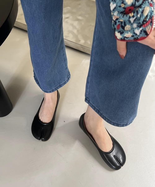 本革 羊革 tabi パンプス 足袋パンプス レディース フラットシューズ