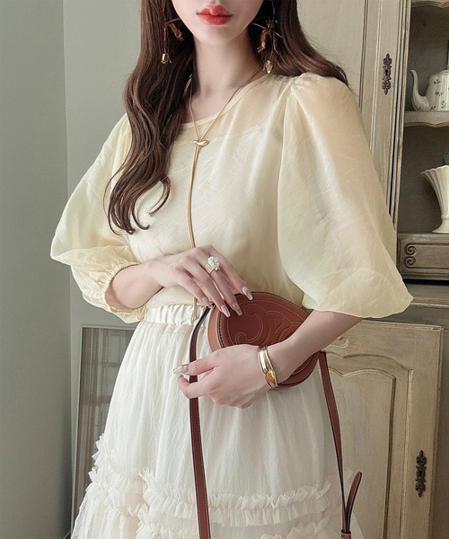 Meiru ブラウス シャツ シアーレイヤードトップス「キャミソールセット