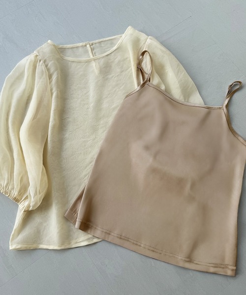 Meiru ブラウス シャツ シアーレイヤードトップス「キャミソールセット