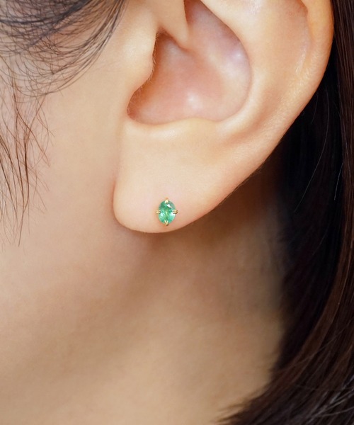 TAKE-UP ピアス 「 セカンドピアス」 K18エメラルド オーバルピアス 
