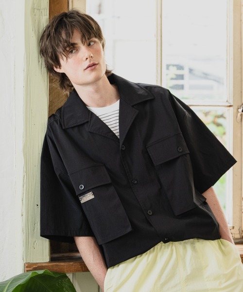 JINCL（ジンクル） シャツ オープンカラーナイロンシャツ メンズ