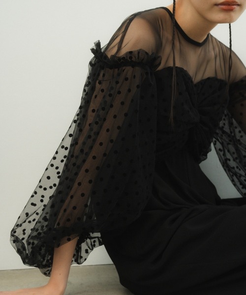 セール】flocky dot pants dress / フロッキードットパンツ