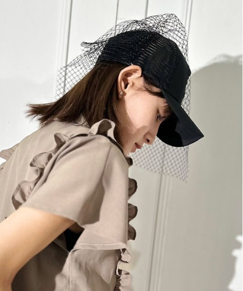キャップ 帽子 チュールデザインメッシュキャップ レディース