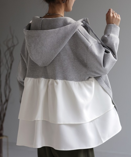 HUG.U（ハグユー） パーカー バックフリルパーカー レディース