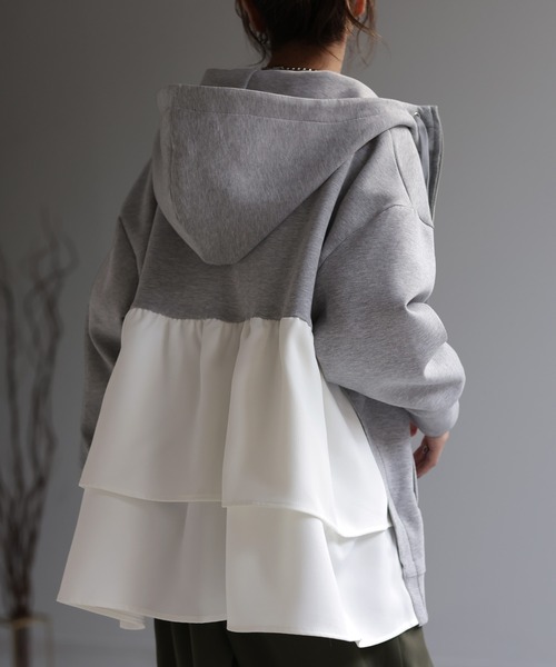 HUG.U（ハグユー） パーカー バックフリルパーカー レディース