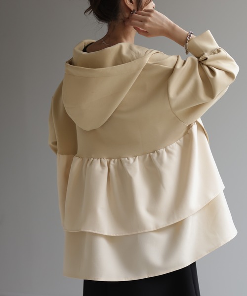 Yori バックフリルグレーパーカー Yori バックフリルグレーパーカー ヨリ スウェット バックフリル yori