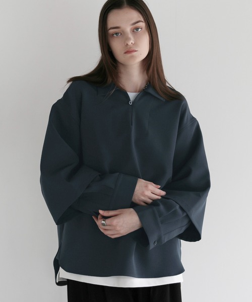 SOCCE シャツ ルーズシルエットドレープフェイクレイヤード
