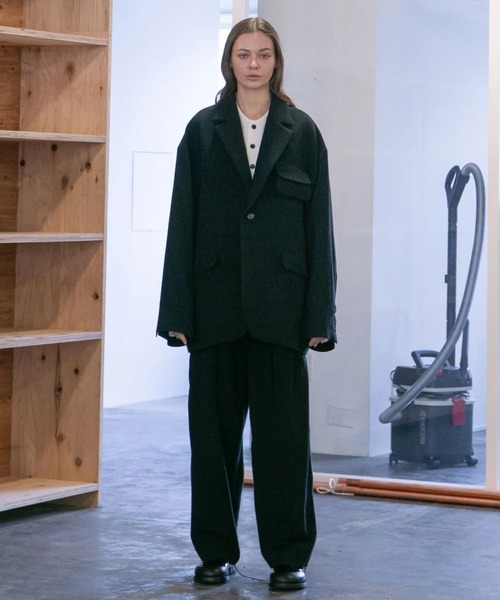 ワイドパンツ スラックス 「my beautiful landlet」VISCOSE WOOL CASHMERE TUCK WIDE PANTSの画像