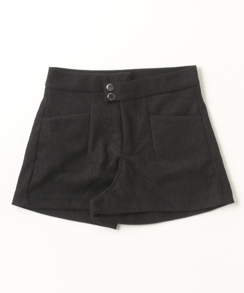 Asterellivi パンツ 金ボタン コーデュロイ ショートパンツ レディース