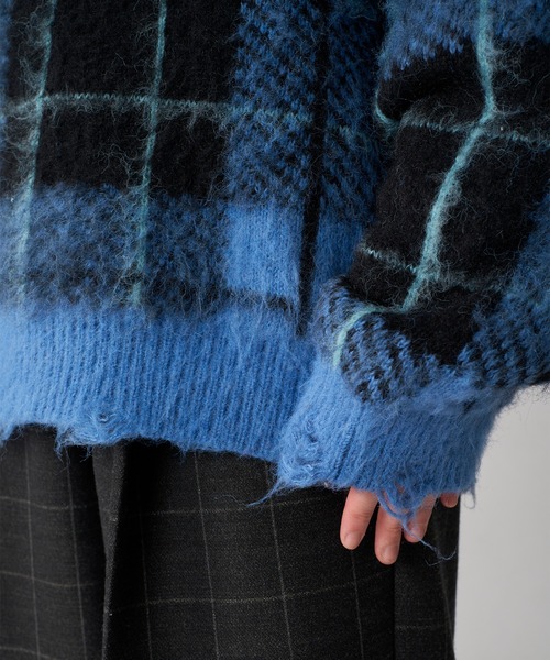ONCILY（オンシェリー） セーター ニット CHECK PATTERN SHAGGY VOLUME