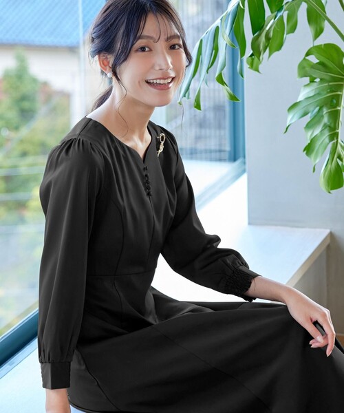 Tiaclasse ワンピース ハートネックくるみ釦ワンピース : ZOZOTOWN