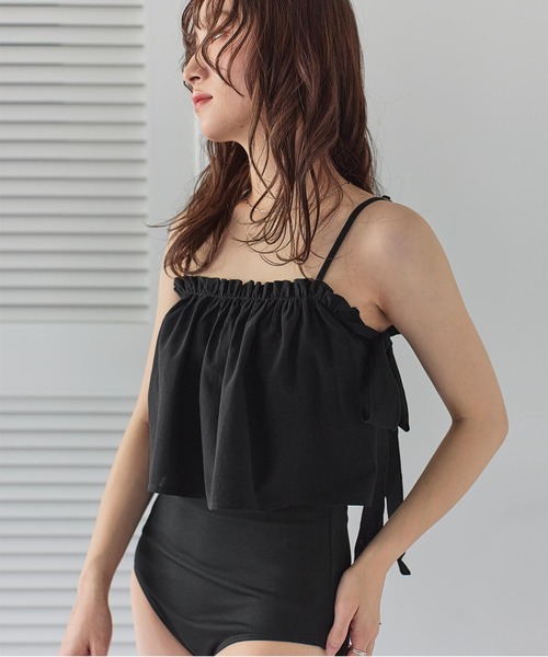 SEA DRESS 水着 サイドリボンフレアトップス付ビキニ/セット水着