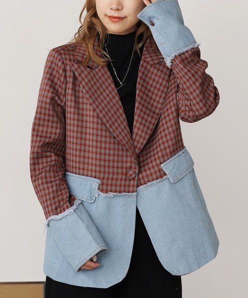 ROOP TOKYO ジャケット テーラードジャケット デニムリメイク風