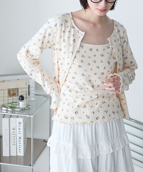 【美品】FOXEY フォクシー アンサンブル トップス カーディガン セット forksy. アンサンブル 「forksy.」小花柄 メローキャミ