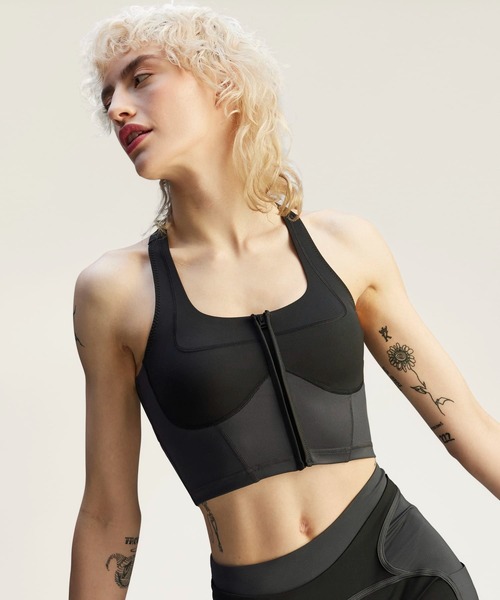 tシャツ adidas by Stella McCartney ツートーン ジップ クロップトップ / アディダス adidas レディース