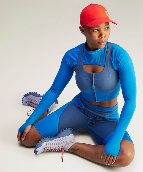 tシャツ adidas by Stella McCartney ツートーン ジップ クロップトップ / アディダス adidas レディース セール】adidas by Stella McCartney ツートーン ジップ