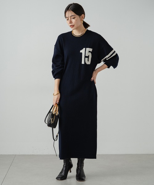「LOUNGEDRESS」 ニットワンピース FREE ネイビー レディース_画像2