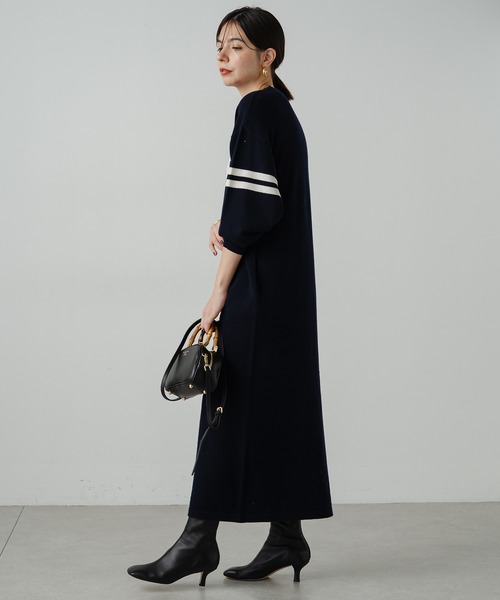 「LOUNGEDRESS」 ニットワンピース FREE ネイビー レディース_画像3