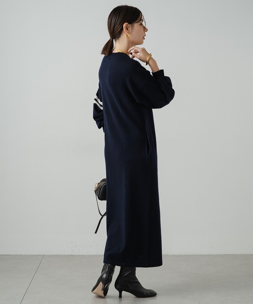 「LOUNGEDRESS」 ニットワンピース FREE ネイビー レディース_画像5