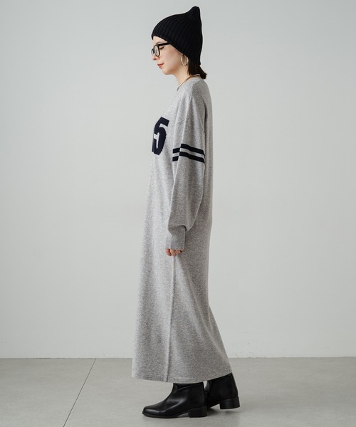 「LOUNGEDRESS」 ニットワンピース FREE ネイビー レディース_画像7