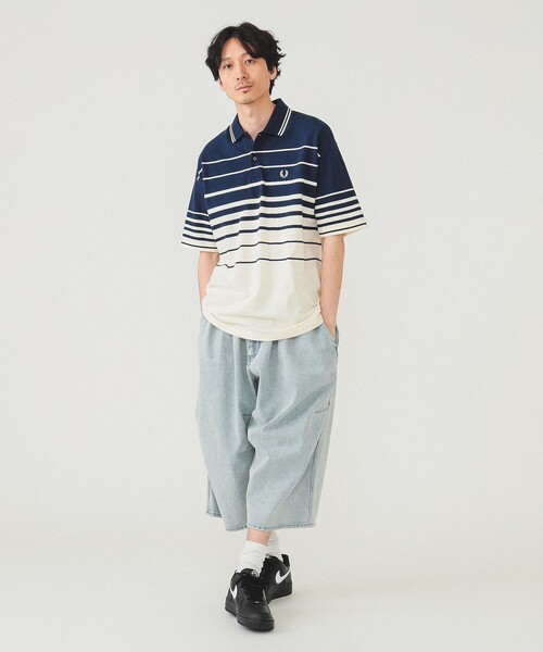 【FRED PERRY】美品　ポロシャツ　マルチカラーストライプ　M★ FRED PERRY】美品 ポロシャツ マルチカラーストライプ M☆