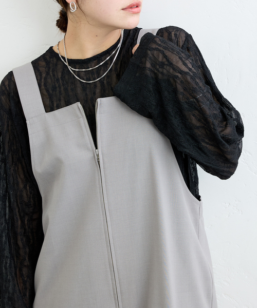 tシャツ ストレッチレースビッグプルオーバー レディース