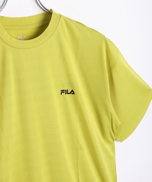FILA tシャツ ジャガードメッシュ ワンポイント 無地 半袖T