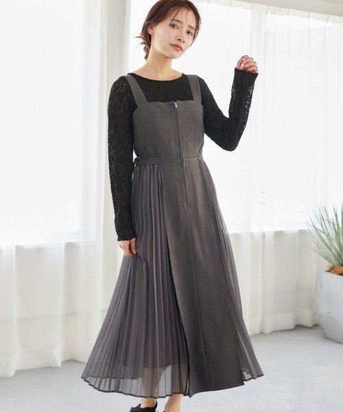 mysty woman（ミスティウーマン） ジャンパースカート サイドプリーツ
