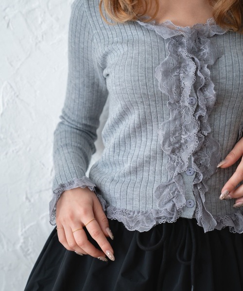 Nu カーディガン 「Nu」レースフリルカーディガン レディース