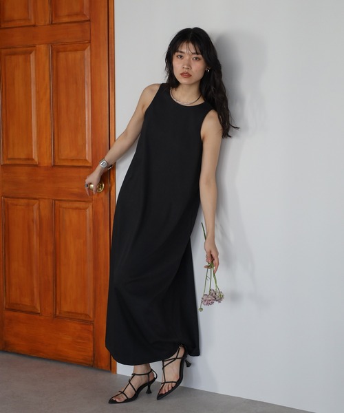 ENC ワンピース back open A line long one piece / バックオープンA
