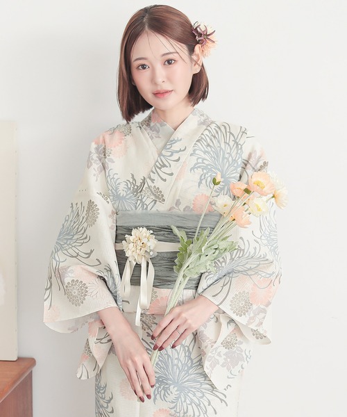 コメント リンク先の作り帯 付き◆◆ノーしわ◆変わり織り菊古典絞り風黒浴衣◆ utatane｜utatane/(W)高級変わり織り浴衣3点セット 大正浪漫