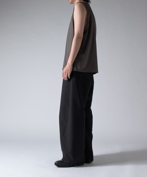 LGB タンクトップ　size1 LGB / MOMONGA/TK ドレープタンクトップ 1 ブラックxシルバー O-24-09
