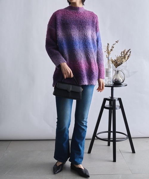 「SETUP7」 「MAISON BREEZE」長袖ニット FREE ブルー レディース_画像8