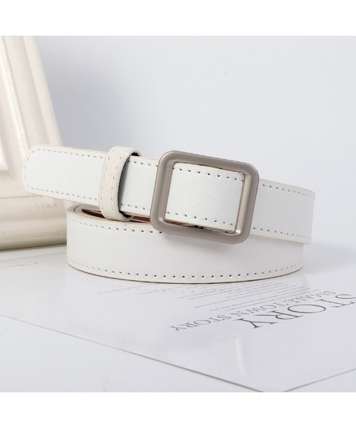 【新品•未使用】スクエアレザーターンロックベルトPUレザーハンドバッグ　ホワイト STYLEMIXER ワイドベルトスクエアバッグ WHT -ファッション通販