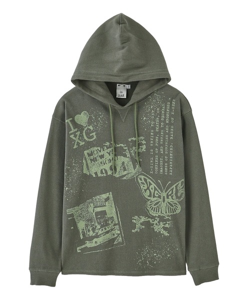 パーカー COLLAGE GRAPHIC HOODED TOP レディース