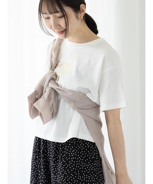 【GOLDEN 】レディース ライトリネン プリントTシャツ Te chichi TERRASSE tシャツ 「接触冷感」箔プリントクロップドT