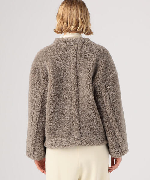 BALLSEY ボールジィ レザージャケット ノーカラー ベージュ 36 Ballsey（ボールジィ） ノーカラージャケット 36 ベージュ レディース